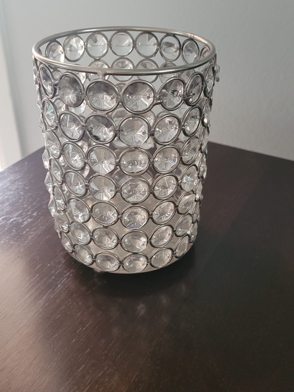 Home Essentials Silver Crystal-Style Candle Holder